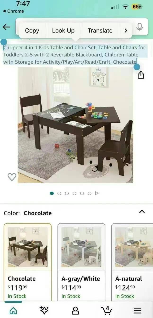 Kid play table with storage and chairs