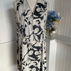 White & Black Summer Floral Print Dress