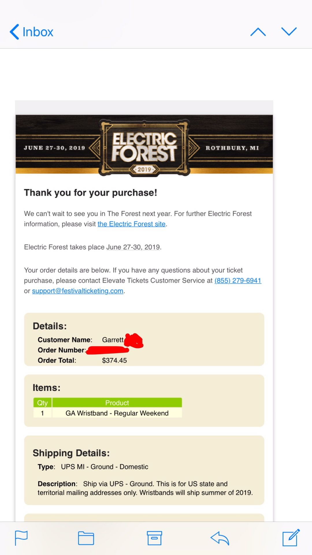 Electric Forest GA Wristband