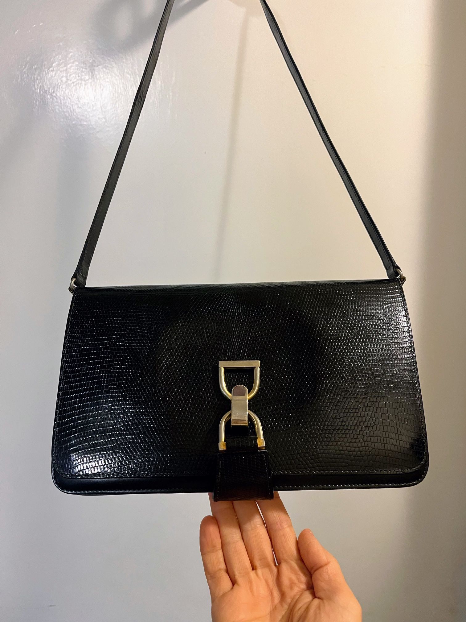 GUCCI 70-80s Vintage Leather Black Crossbody Bag