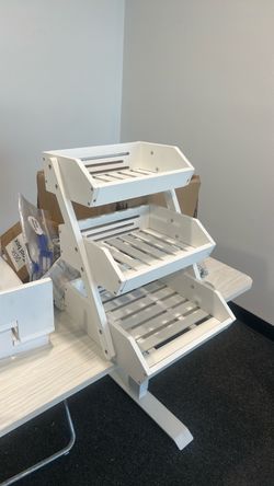 3-Tier White Wood Storage Rack