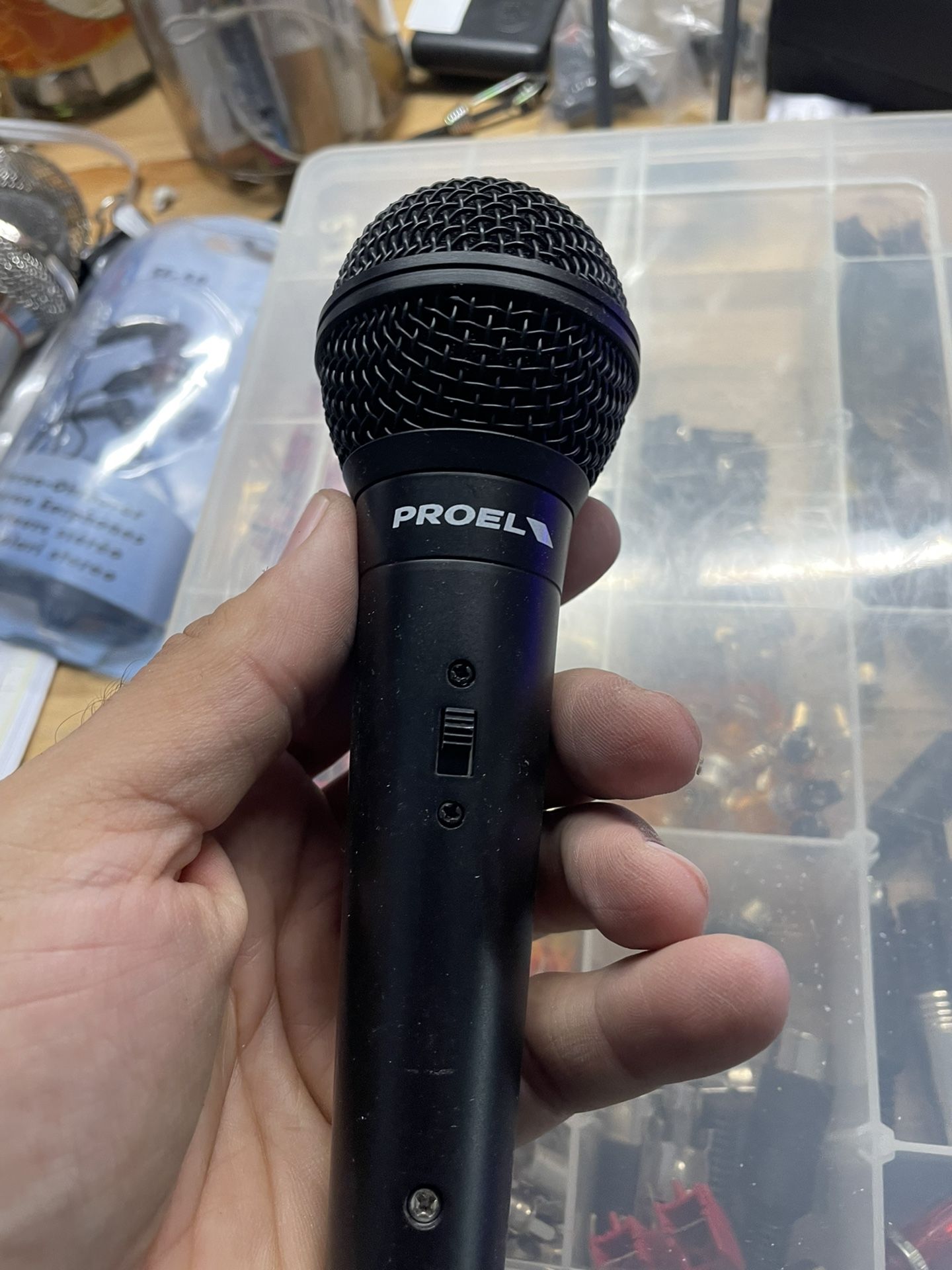 Store display vocal microphone by Proel Italy