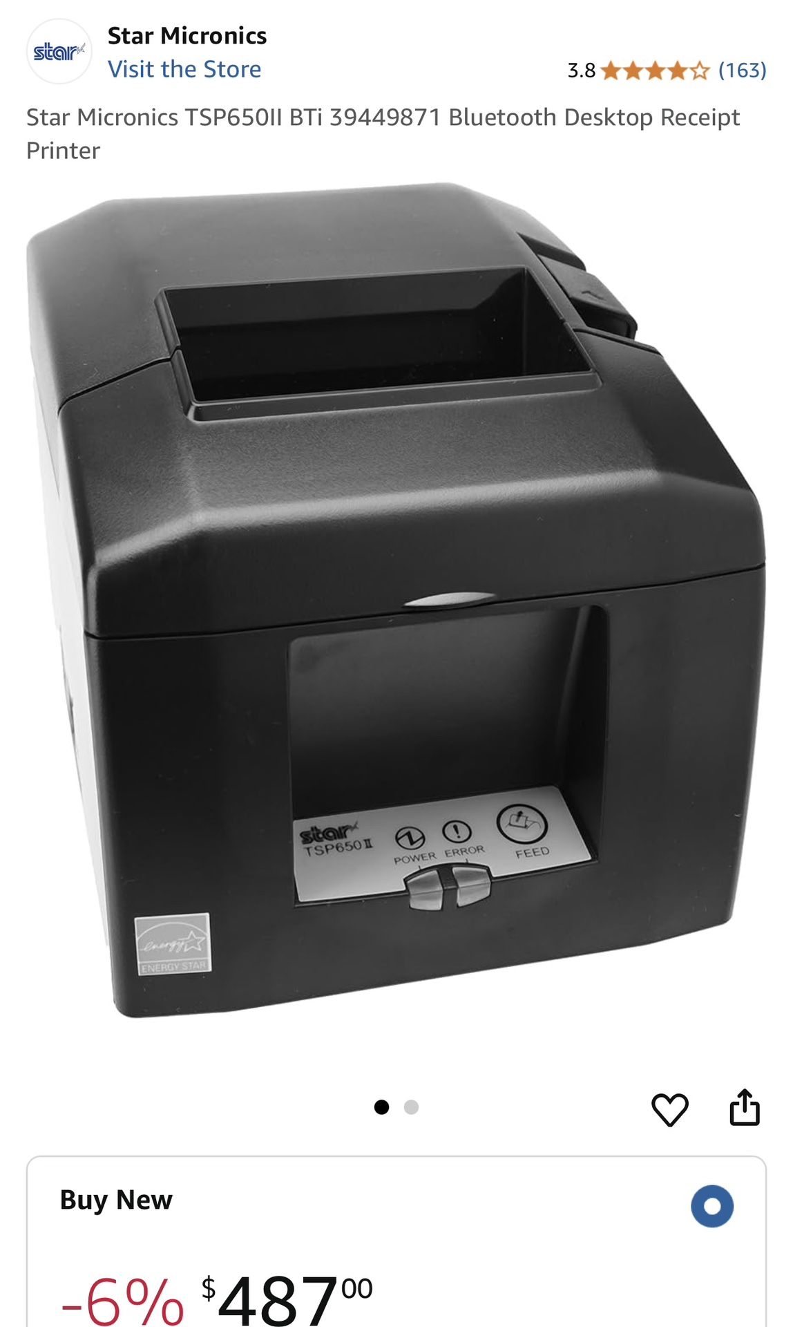 Star Macaronic'sTSP650ii (Bluetooth) Thermal Receipt Printer.