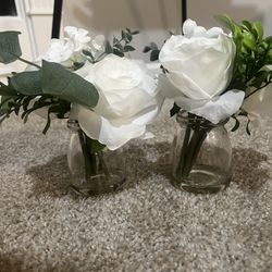 Two White Flowers W/ Vase