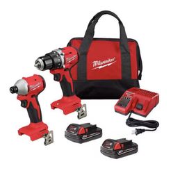 M18 18V Lithium-Ion Brushless Cordless Compact Drill/Impact Combo Kit (2-Tool) w/(2) 2.0 Ah Batteries, Charger & Bag