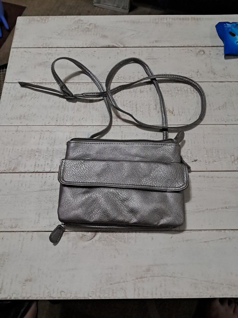 Silver cross Body Purse