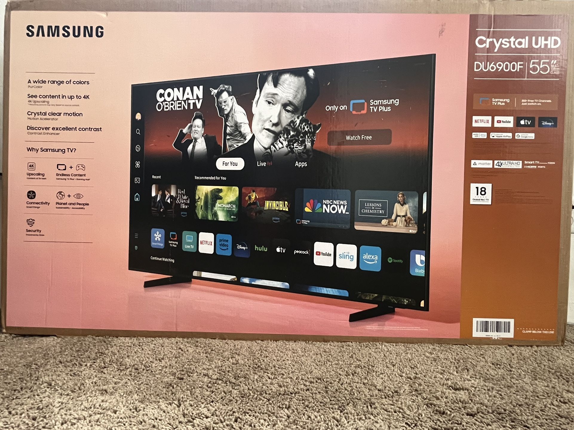 Brand New SAMSUNG 55” Smart TV Class Series Crystal UHD 4K Smart TV with Bluetooth