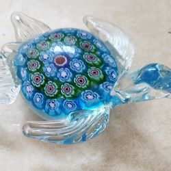 Glass Figurine Blue Turtle 