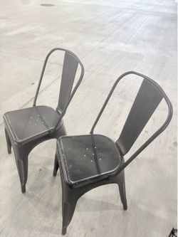 Matte Black Industrial Metal Dining Chairs Set of 2