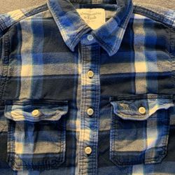 Abercrombie And Fitch Size Large Flannel Blue & White Tartan Plaid Muscle Fit 🫎
