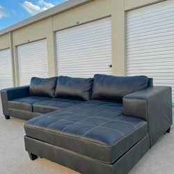 Black Premium Leather Sectional Trusted Quality 
