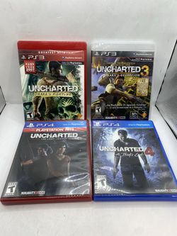 Uncharted Bundle 1 3 4 Lost Legacy Complete Tested Working PS3 PS4 ( 4 game lot)