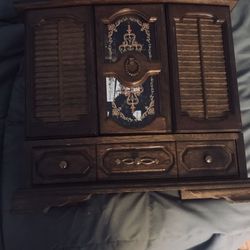 Antique Wooden Jewelry Cabinet   
