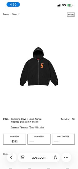 2026 Supreme Devil S Logo Zip Up Hooded Sweatshirt 'Black'