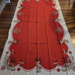 Vintage Signed Tammi S. Keefe Christmas Tablecloth – Mid-Century