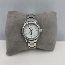 Timex  Indiglo Watch Ladies Date Stainless Case & 7" Link Band Silver Color 