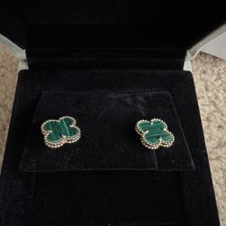 Vancleef & arpels Malachite Gold Vintage Alhambra Earrings