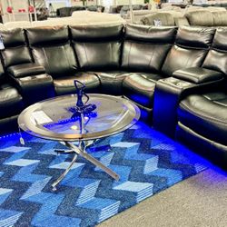 Weekend Pre Sale!! Stunning Black Power Reclining Sofa Sectional With LED Lighting Available $1599👍