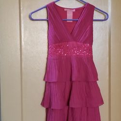 Pink Ruffle Dress With Sequins 