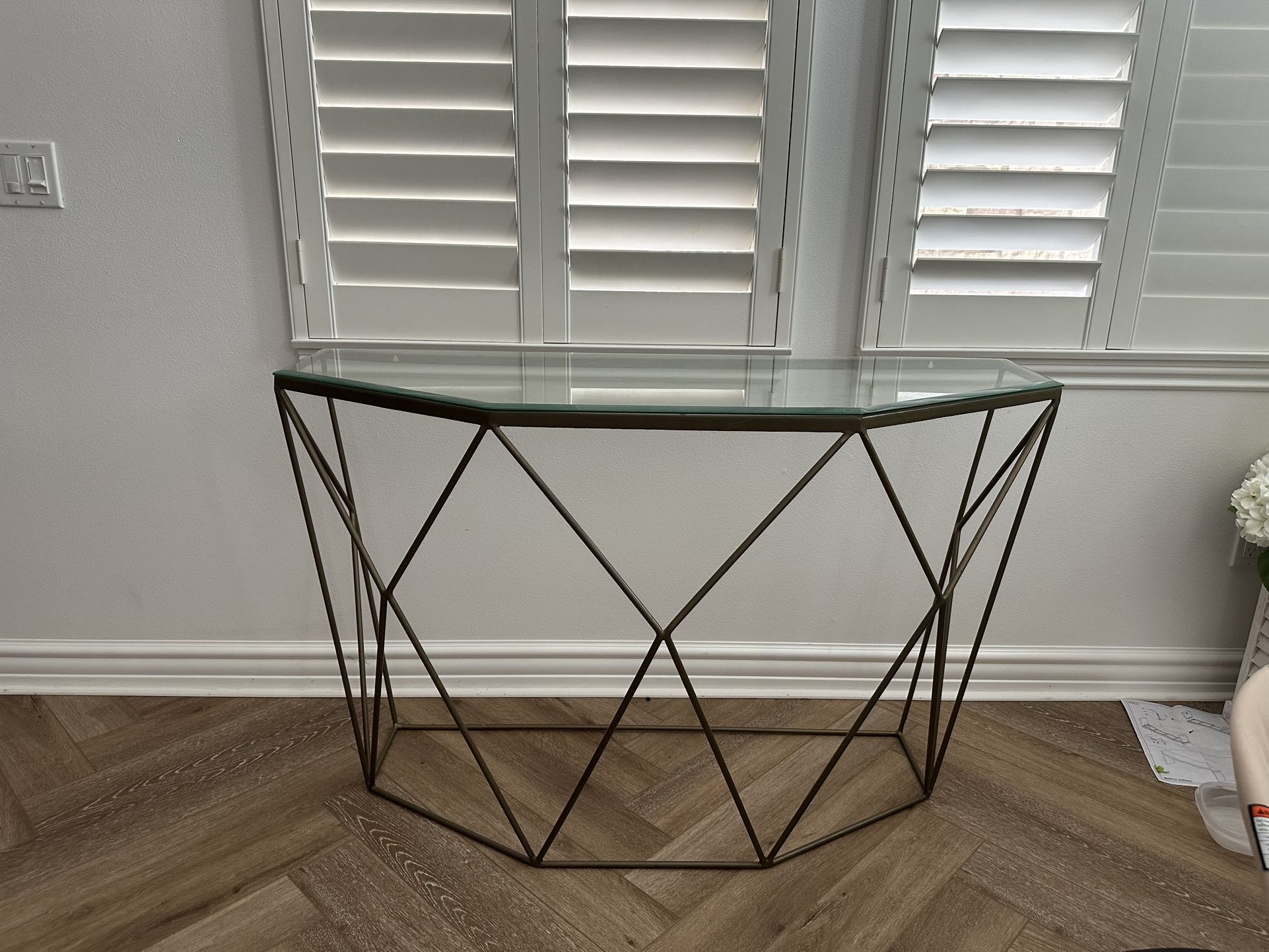 Hexagon Glass Side Console Table Bronze