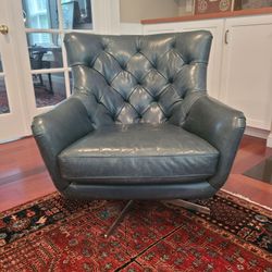 Seldens Leather Metal Swivel Chairs