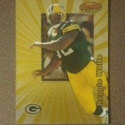 1998 Bowman's Best Refractor Reggie White #2 Green Bay Packers Defensive End Gold Looking Topps Football Vintage Collectible Card NFL