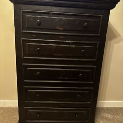 Tall Black Wood Dresser 