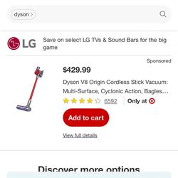 Dyson V8 Origin Vacuum, Red (Renewed Premium)