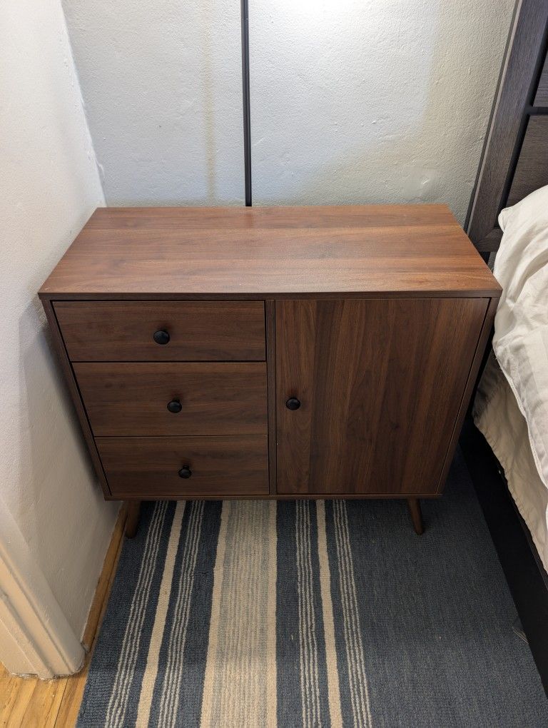 Mid-Century Modern 3-Drawer Dresser / Storage Cabinet – Walnut Finish