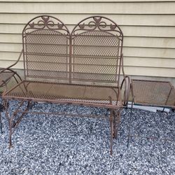 Soild Wrought iron Glider And End Tables