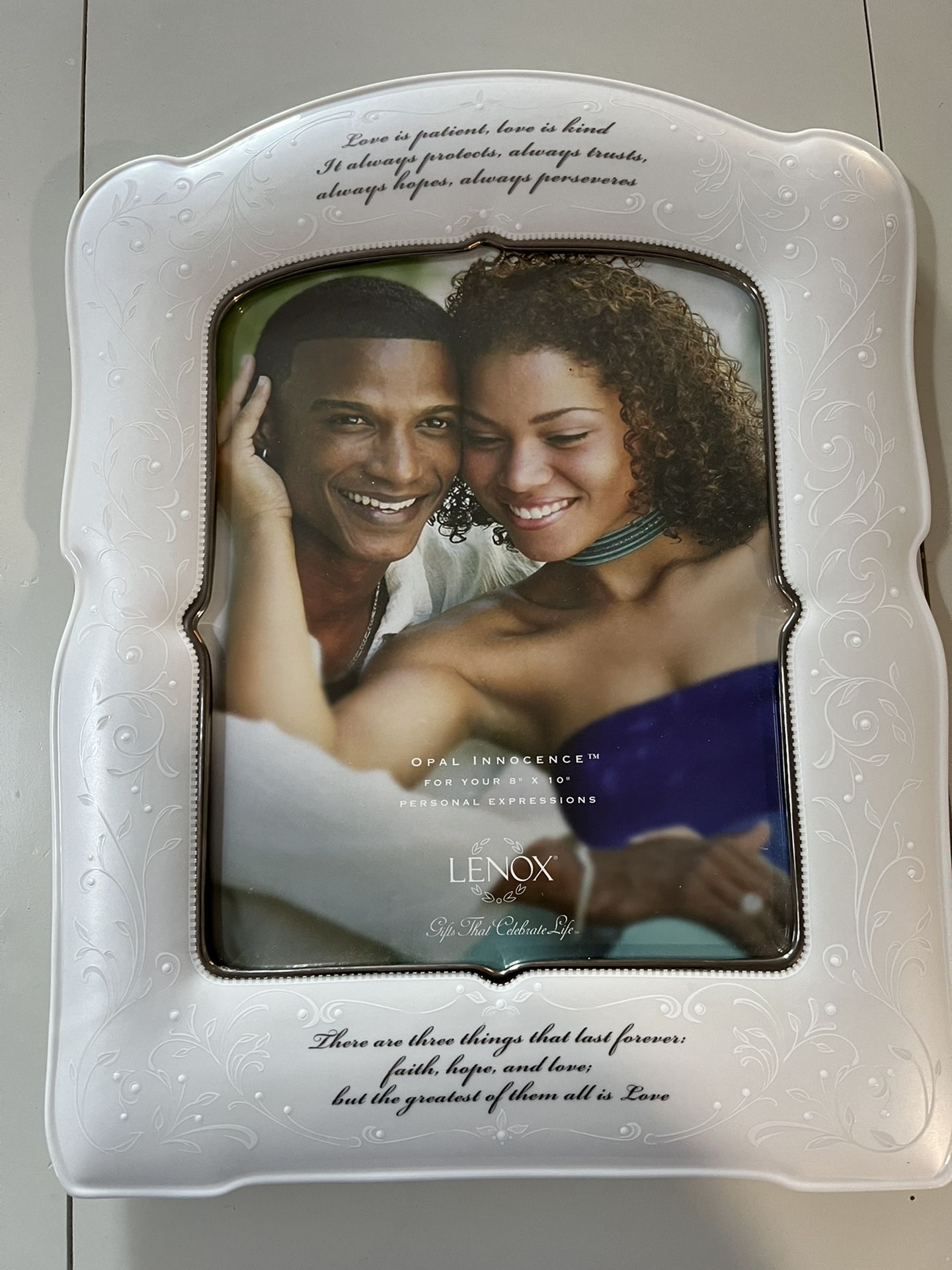 Lenox Opal Innocence "Love Is Patient" 8X10 Frame ~ Wedding Gift