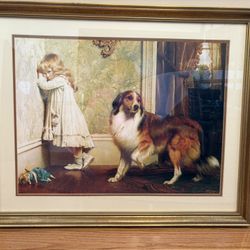 Framed Art Print Girl and Dog
