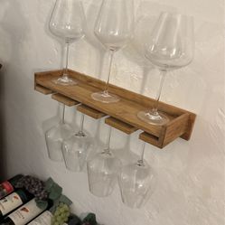 Wood Wine Glass Rack And Shelf 