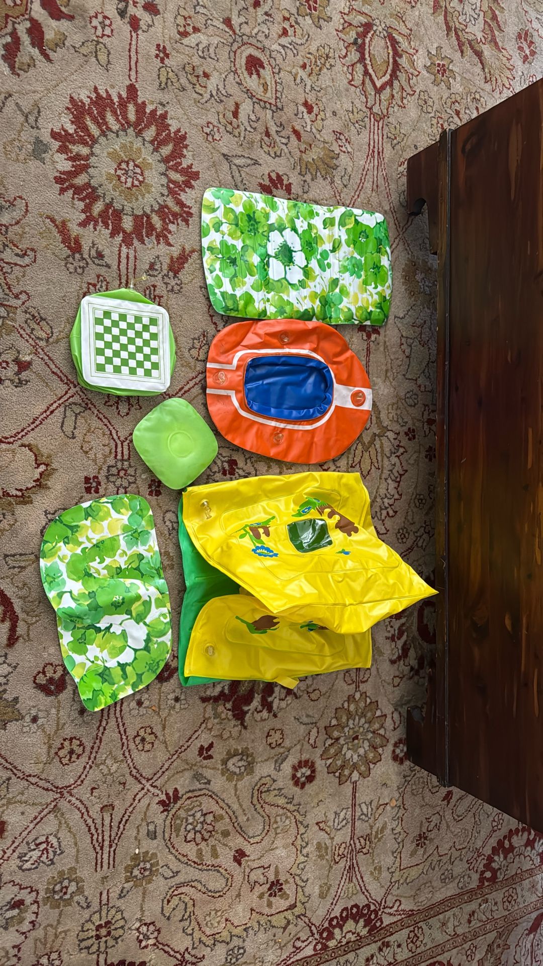 Barbie - Puff n Play - Tent and Raft - Vintage - 1970s Karlorus and Barbie Vintage Lot Green Mod Blow Up Furniture Inflatable 1970s 4 Pieces Retro