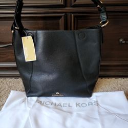 New Tags Black Leather Michael Kors Hobo Bag Purse Handbag