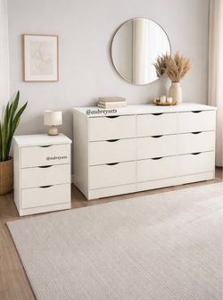 White 9 drawer dresser and nightstand set