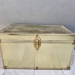 Vintage Gold Metal Steamer Trunk 