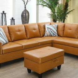 Ginger Sectional Couch Set w/ Ottoman (Right Chaise) 👍90 days FREE FINANCING ❗ 