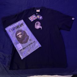 Bape X Stussy Collab Black And Gold T-shirt