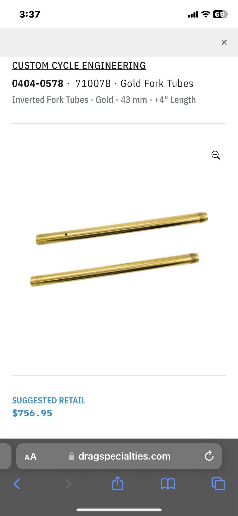 Gold Harley Davidson Fork Tubes