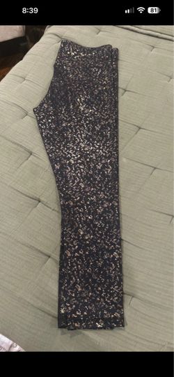 Black Rose Gold Metallic Print Leggings