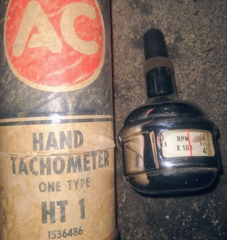 Vintage AC Hand Held Tachometer Ht1 Chrome 4000 RPM + Manual