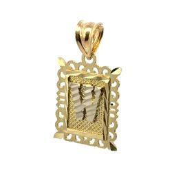 Woman’s Ladies 10k Yellow Gold Square Framed Initial W Charm Pendant For Necklace GP3107775