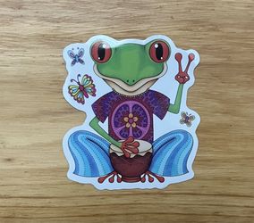 Groovy Frog's Peaceful Jam Sticker 
