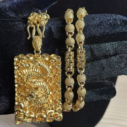 24K Gold PLATED Dragon Necklace