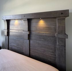 Rooms To Go Rustic Queen Bed Frame with LED Headboard