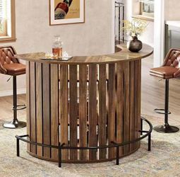 RY0305 4-Tier Bar Table, 39.4" H Home Bar Unit with Footrest, Arc-Shaped Mini Bar Table, Modern Wine