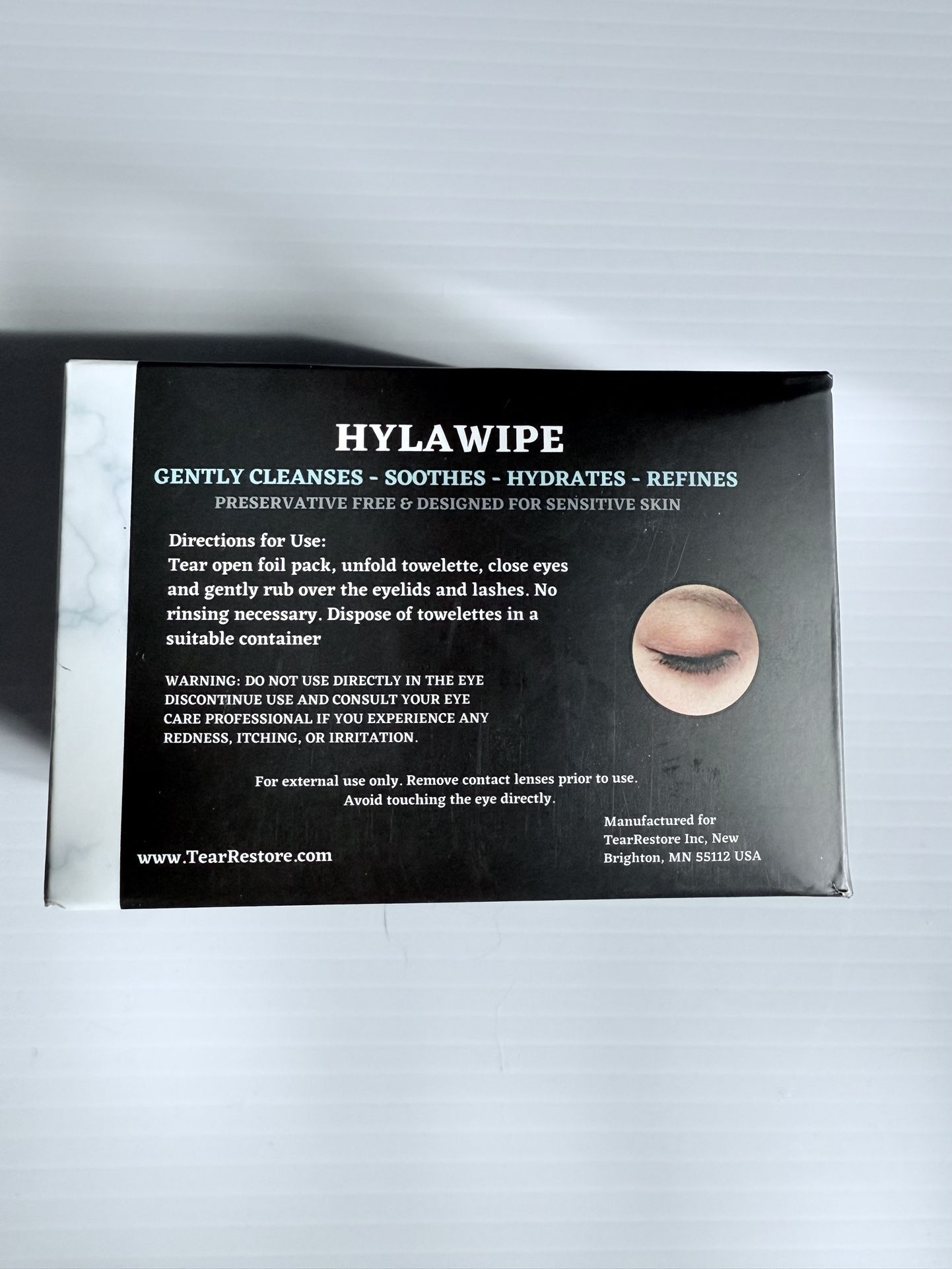 TearRestore HylaWipe Gentle Cleansing Eyelid Wipes Soothes Hydrates Refines New