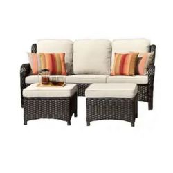 Three Seat Patio Sofa + Two Ottomans