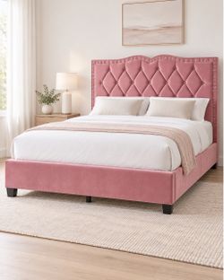 Brand-New Pink Velvet Full-Size Bed in Box
